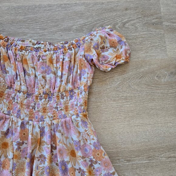Tularosa Aurora Off-Shoulder Floral Smocked Waist Mini Dress Small NWOT $198 - Picture 7 of 17